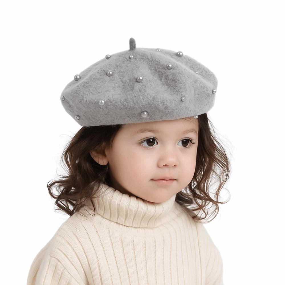 Cappello in lana per neonato con perle Cappello da pittore in lana Berretto carino per bambini Inverno