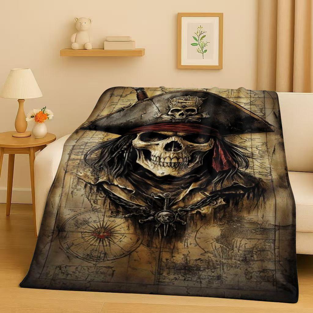 HD Sanrio Pirates of The Caribbean Jack Sparrow Johnny Depp Christmas Flannel Blanket,Soft Plush Throw for Home Bedroom Bed Sofa