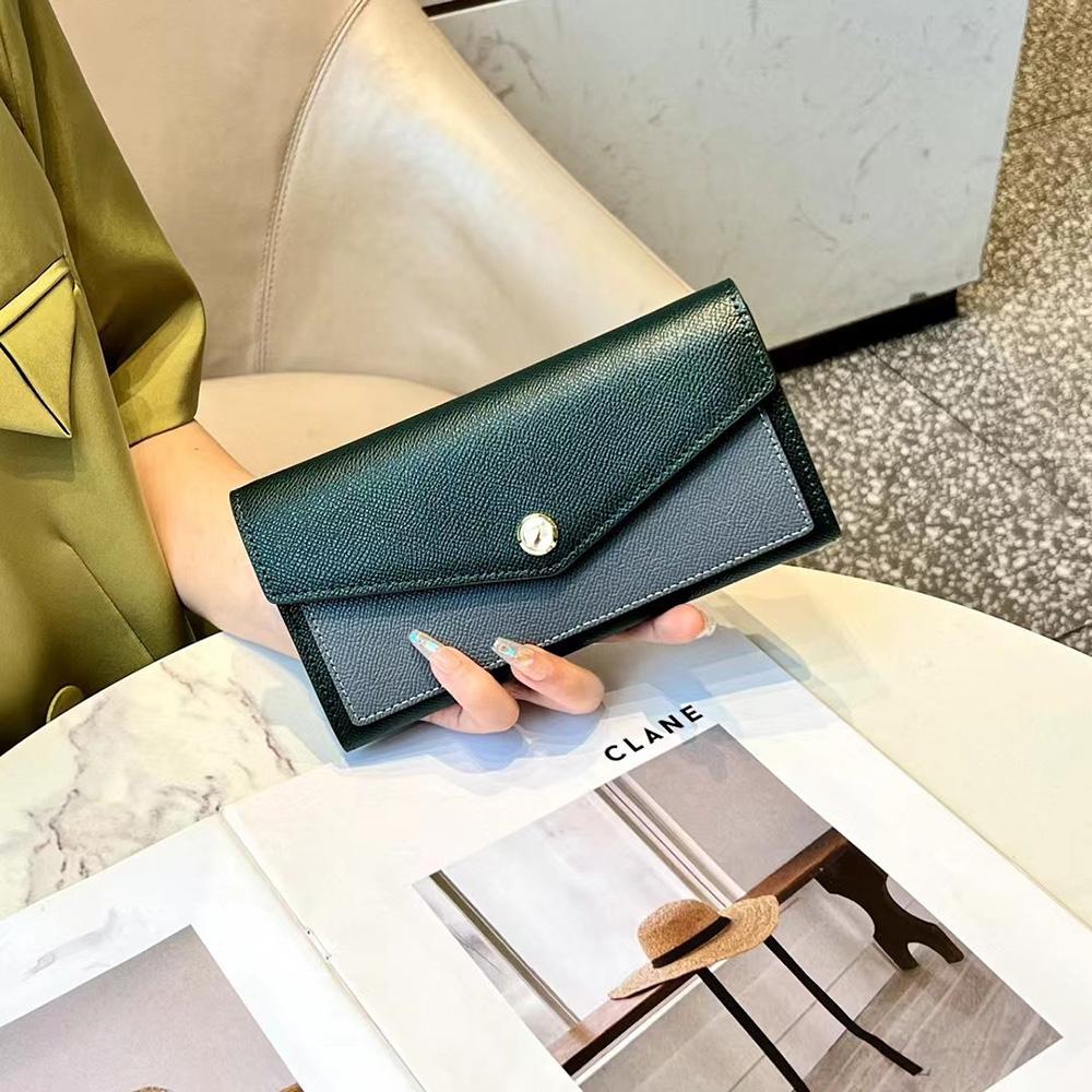 2024, portofel lung texturizat, genți de ambreiaj pentru femei, din piele naturală, cu design de marcă, portofele din piele de vacă în două tonuri pentru poșeta de telefon pentru femei