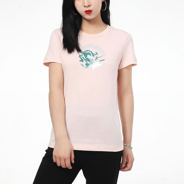 Puma Creative Print Sports Round Neck Short Sleeve T-Shirt Women Tops Pink 531454-27