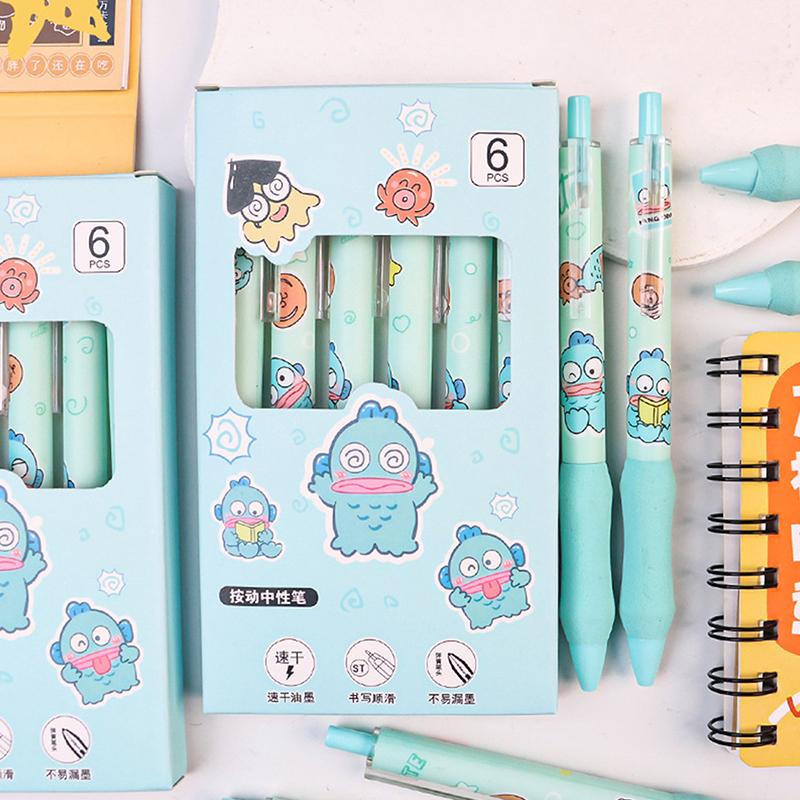 6 Stück Cartoon Hangyodon Drück-Gelstifte Niedliche Unterschriftenstifte Langlebige Schreibstifte Bürobedarf Schüler Schreibwaren Geschenk