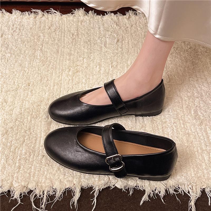 Fashion New Style Luxury Mary Jane Shoes Female Genuine Leather Ballet Shoes Women Square Toe Flat Cowhide Ladies Shoes Zapatos Mujer