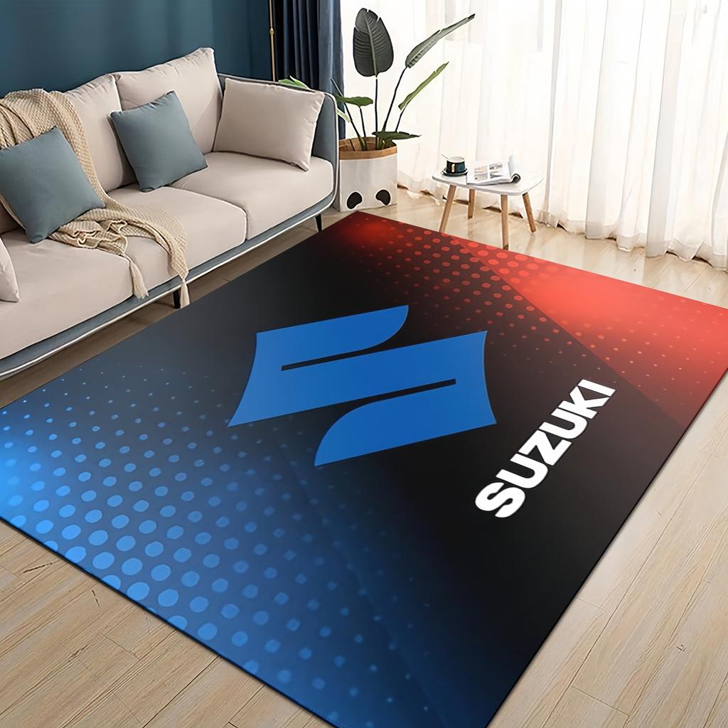 3D Racing Car S-SUZUKI Logo Motorcycle Carpet Rug for Living Room Bedroom Home Sofa Decoration,Kids play Non-slip Floor Mat