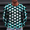 Fashionable Men's Printed T-shirt Optical Illusion Round Neck Long Sleeved Street Harajuku Exaggerated Designer Round Neck Top