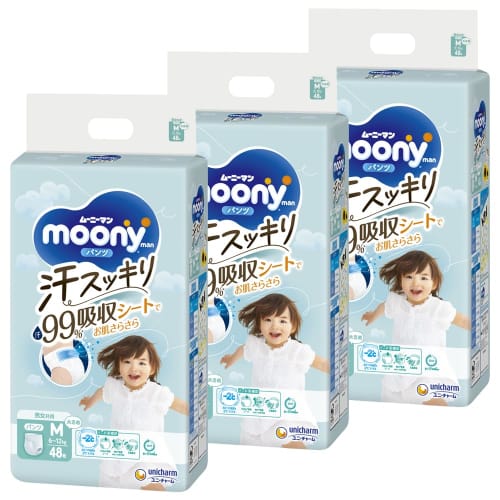 

[Брюки размера M] Подгузники Moonyman Sweat Refreshing Unisex (6~12 кг) 144 шт. (48 шт. х 3) Кейс Продукт