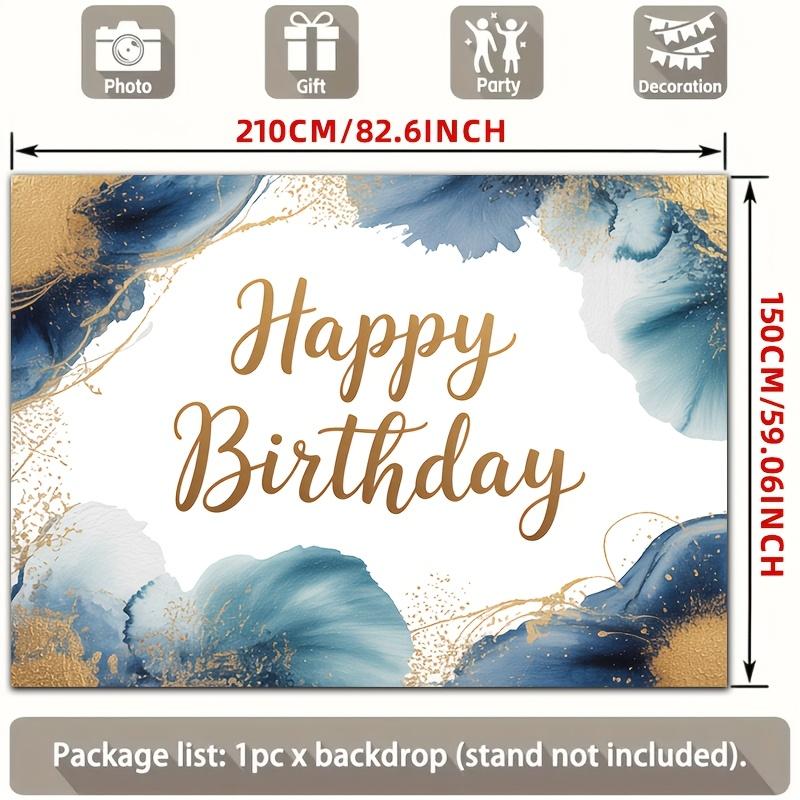 2D Plane 1 Piece of Blue-gold Watercolor Birthday Happy Banner Background Fabric Suitable for Parties Polyester Fabric