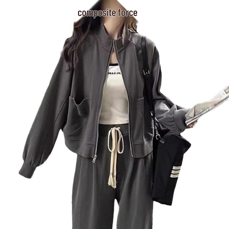 Damen Graues Sweatshirt und Hosen Set - Herbst 2024 Modetrend