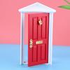 1: 12 Doll House Miniatures Wooden Door Children Funny Toy Gift Decor (Red)