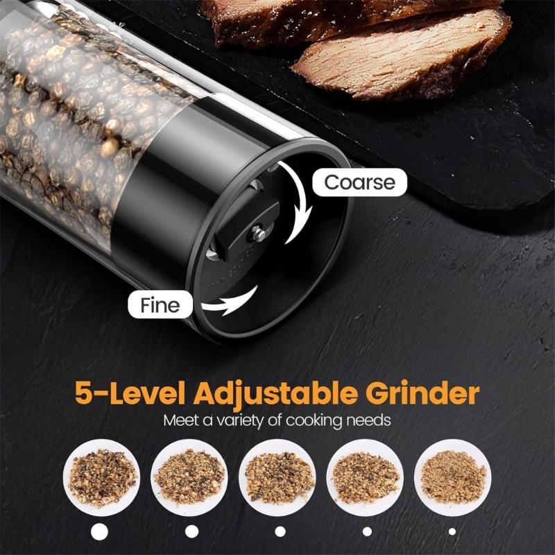 Electric Peppers Mill Automatic Salt Mill Peppers Grinder USB Rechargeable Adjustable Mill Suitable for Kitchen Cooking