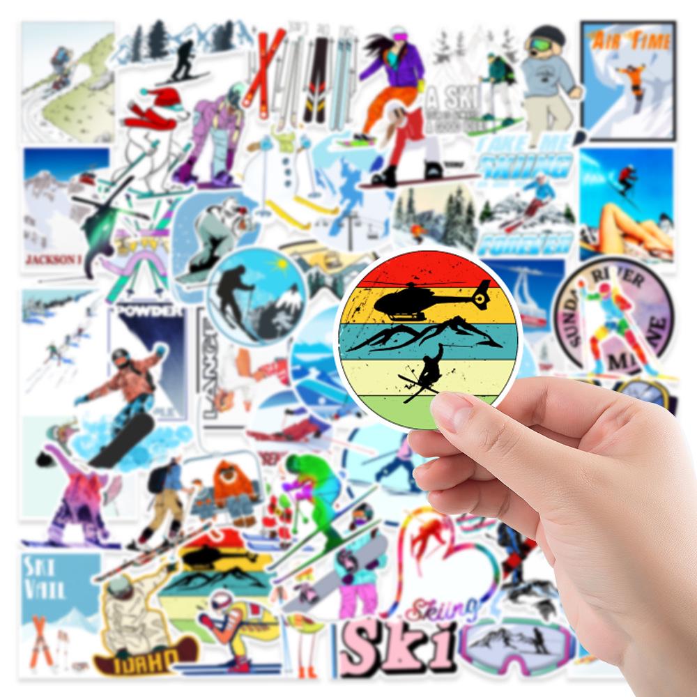 50/100 Sheets of Sports, Skiing, Skateboarding Stickers for Notebooks, Car Trunks, Water Cups & More