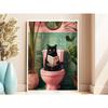 Trendy Bathroom Cat Pooping Reading In The Toilet Animal Canvas Painting Wall Art Print Bathroom Home WC Decor