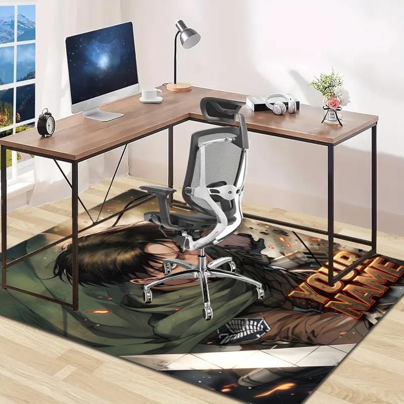 Attack on Titan Design Area Rug Personalized Name- Non-Slip, Soft & Cozy Floor Mat for Living Room, Office - Indoor/Outdoor Carpet