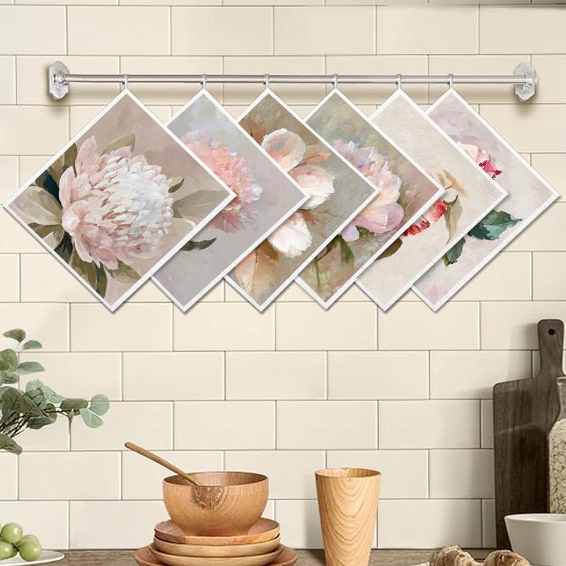 6 szt. Białe Kwiaty Nadruk Szwedzkie Ścierki do Naczyń Ekologiczne Kuchenne Ścierki do Naczyń Chłonne Ręczniki do Naczyń Wielokrotnego Użytku Zmywalne Ścierki do Czyszczenia