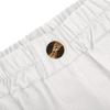 Pantaloni Corti da Donna in Cotone e Lino Moda Vita Elastica Ampia Colore Unico Tasca Bottone Pantaloncini Capris da Donna
