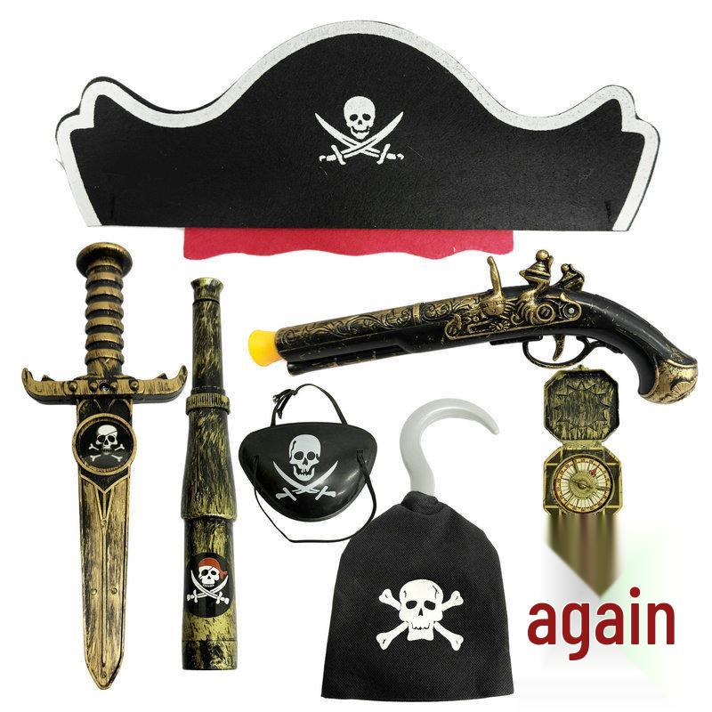 Plastic Pirate Costume Set: Sword, Gun, Hat, and Eye Patch