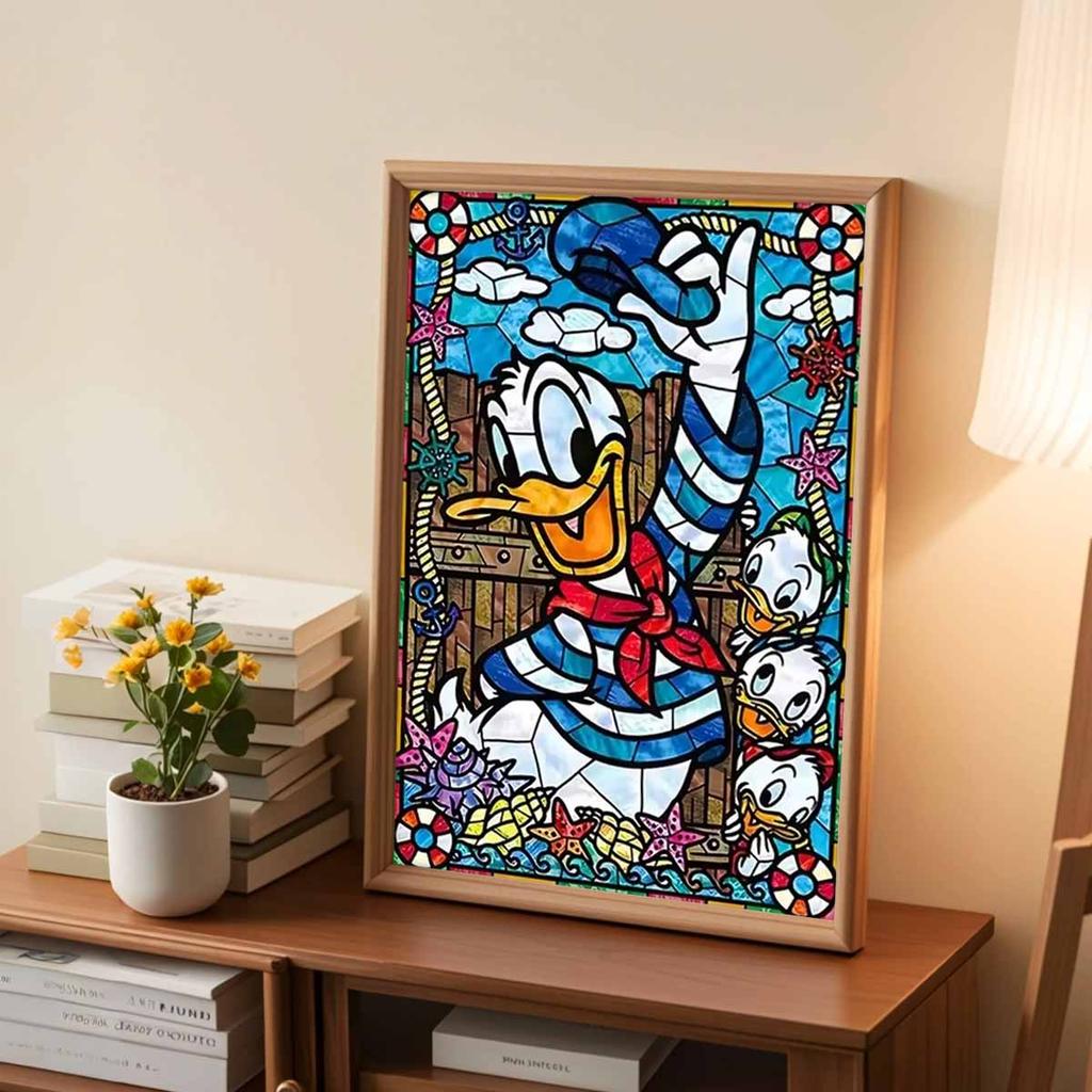 DIY Diamond Painting Donald Duck and His Nephew Cross Stitch Kit Mosaic Art Diamond Painting Full Circle Diamond Home Decoration