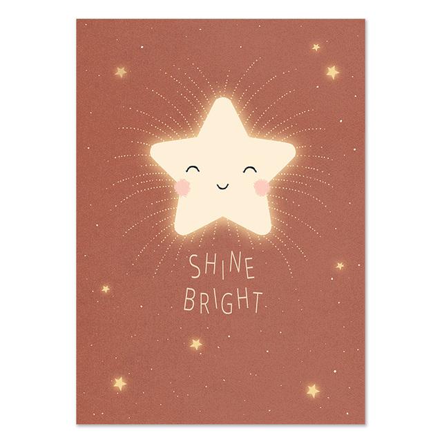 Rocket Stars Moon Kreslené plakáty Reprodukce Nursery Wall Art Malba na plátně Nordic Baby Dětská ložnice Obraz Dětský pokoj Dekor