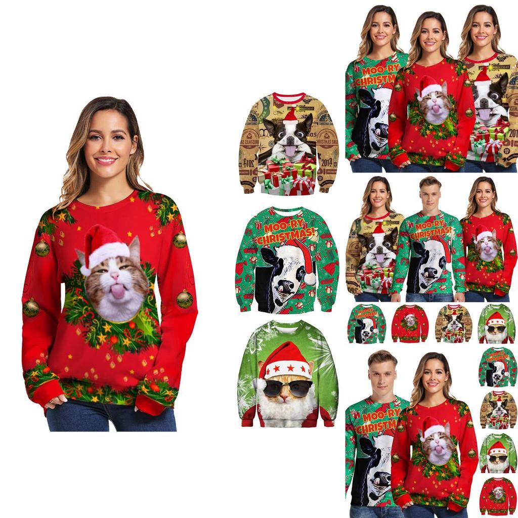 Luxuriously Soft Women Christmas Sweater Santa Claus Cat Dog Xmas Jumper Top