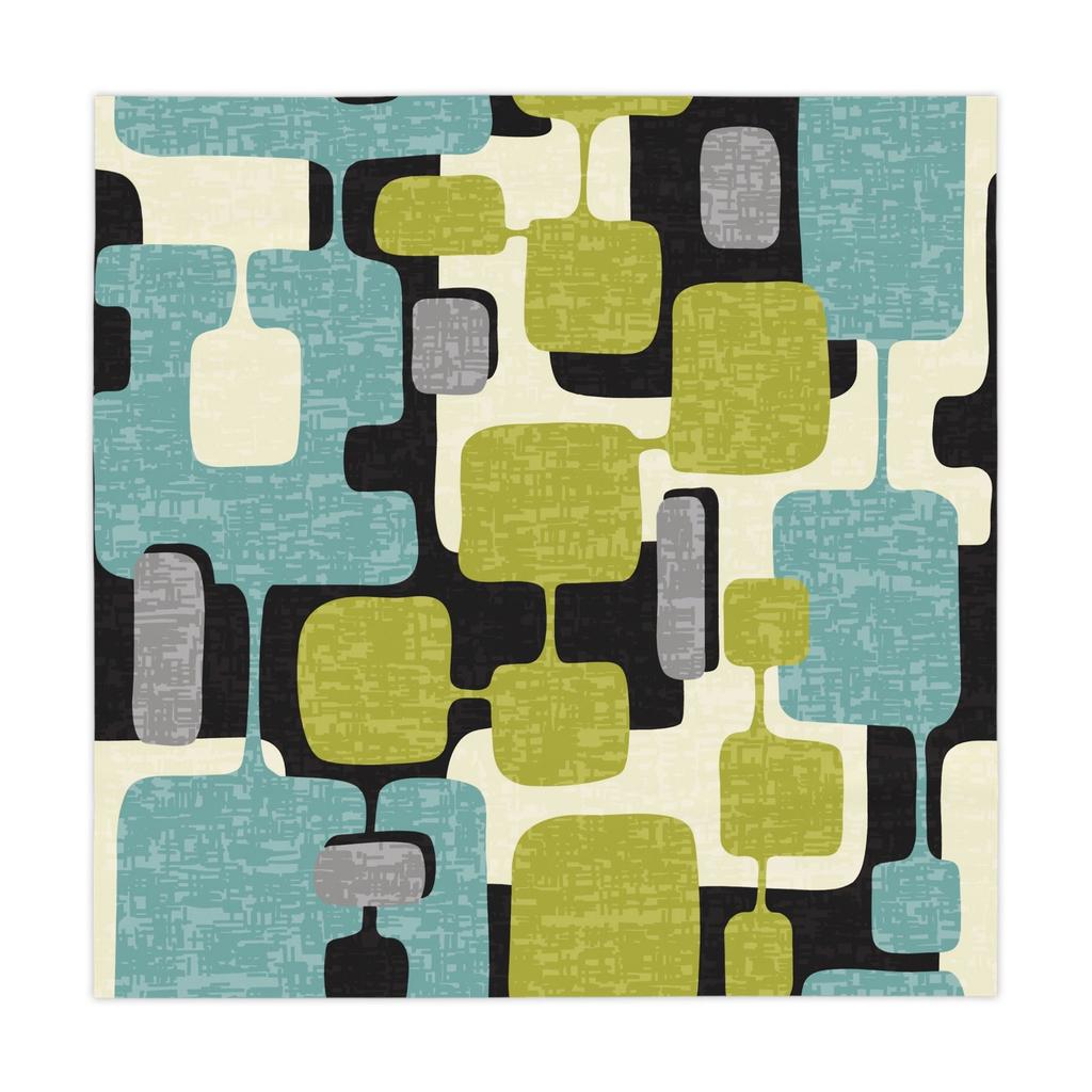 Mid Century Modern Retro Geometrischer Quadratischer Tischdecke - Vintage Stil MCM Abstrakte Küchentischabdeckung