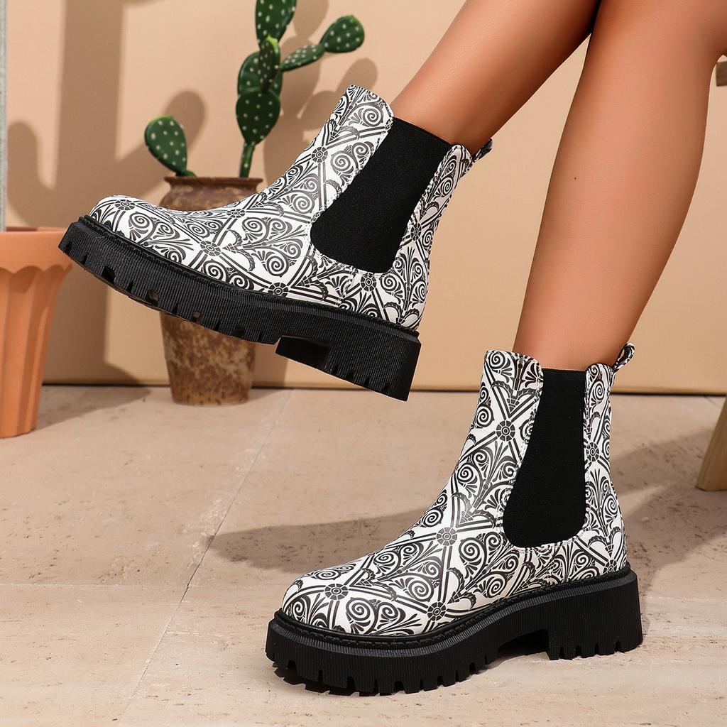 Thick heeled ankle boots Chelsea platform women's fashionable luxury boots autumn and winter women's boots