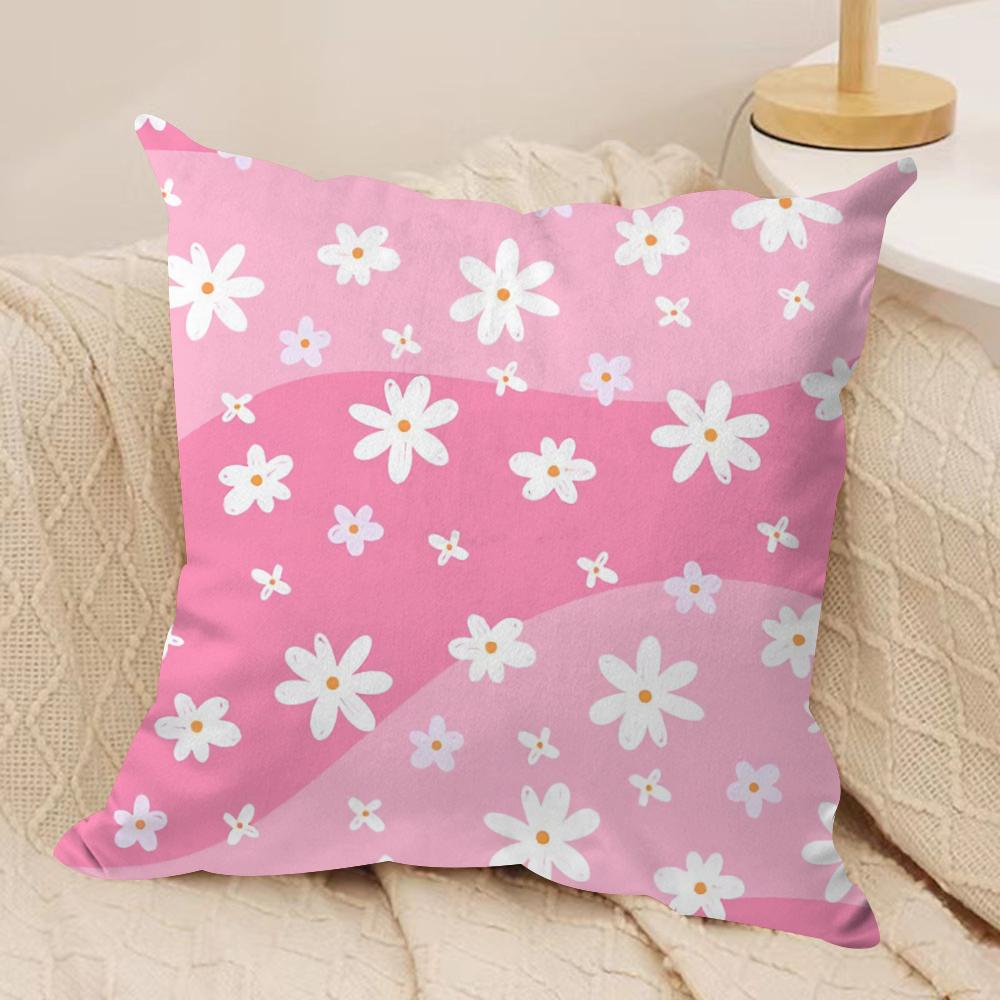 Colorful Daisies Cushion Cover Silky Short Plush DoubleSided Printed Pillow Case for Sofa All Seasons Home Decor Gift