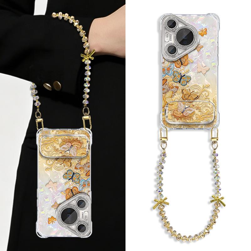 Colorful butterfly is suitable for Huawei p80Pro mobile phone case p90 new p70 high-value p90pro bracelet anti-drop case