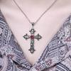 2pcs  Crucifix Pendant Neckchain Gothic Necklace Fashionable Unisex Accessory