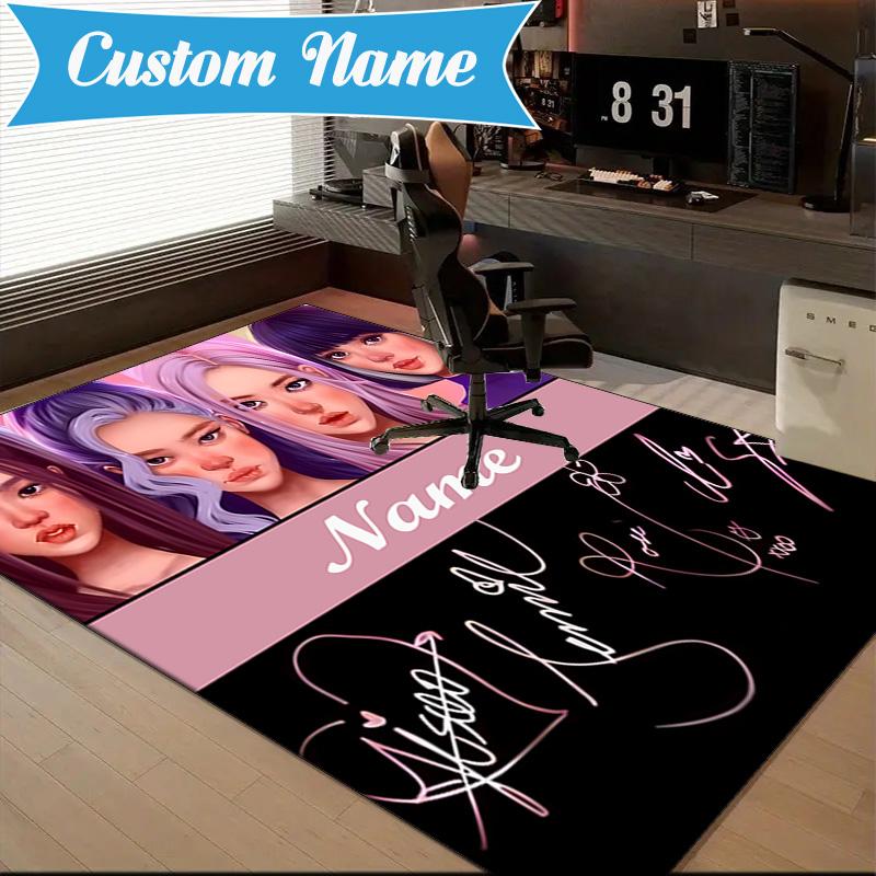 Custom Name Kpop Group Fashion Rug for Living Room, Game Rooms, Office, Bedroom, Floor Mat Playful Design, fan gifts Christmas decor