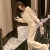 Casual Sports Suit for Women, Spring and Autumn Temperament, Slim Fit, Sweatshirt, Wide-leg Pants, Two-piece Set