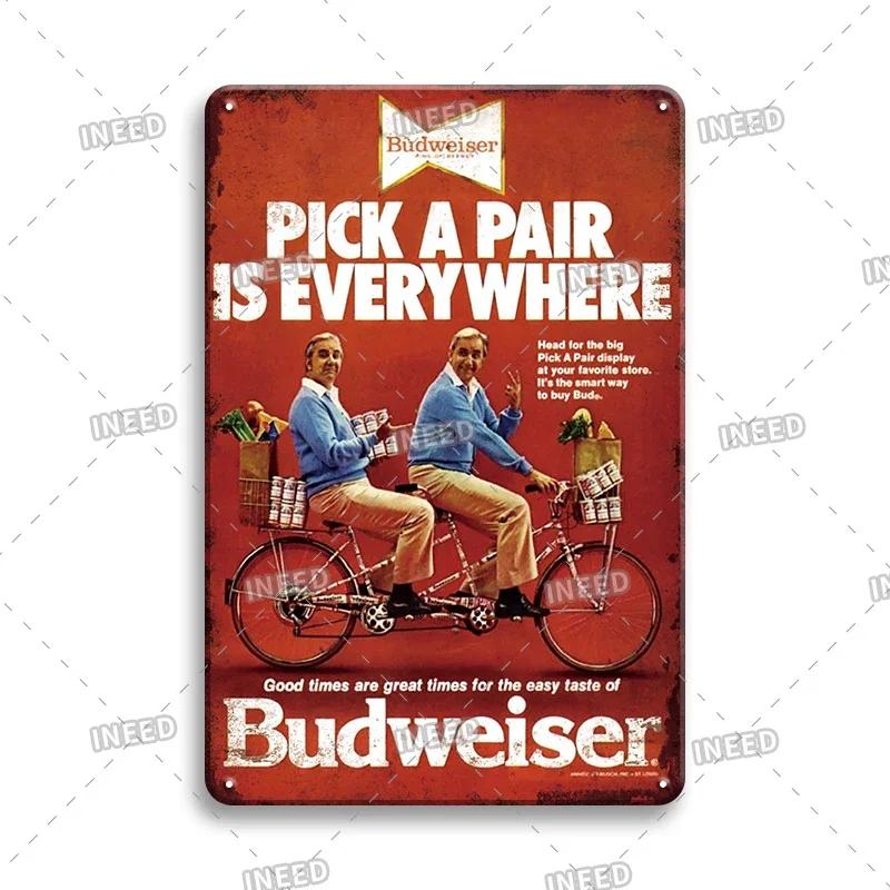 Original Budweiser Bier-Blechschild, lustige Metallplakate, Retro-Wandschild, Vintage-Schild für Bar-Club-Wanddekoration