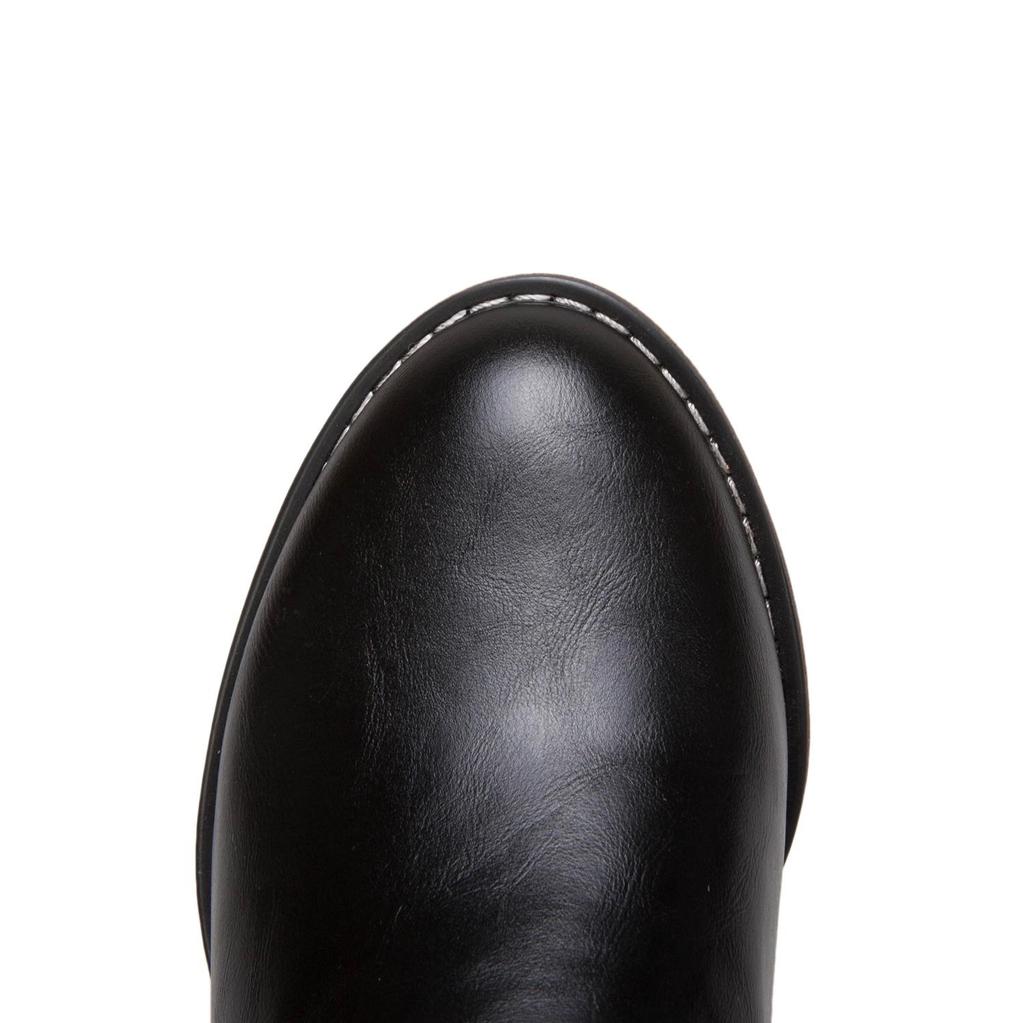 Q/Lågklackade stövlar för damer, höst och vinter nya tjockklackade mellanlängda stövlar, överdimensionerade vardagsstövlar