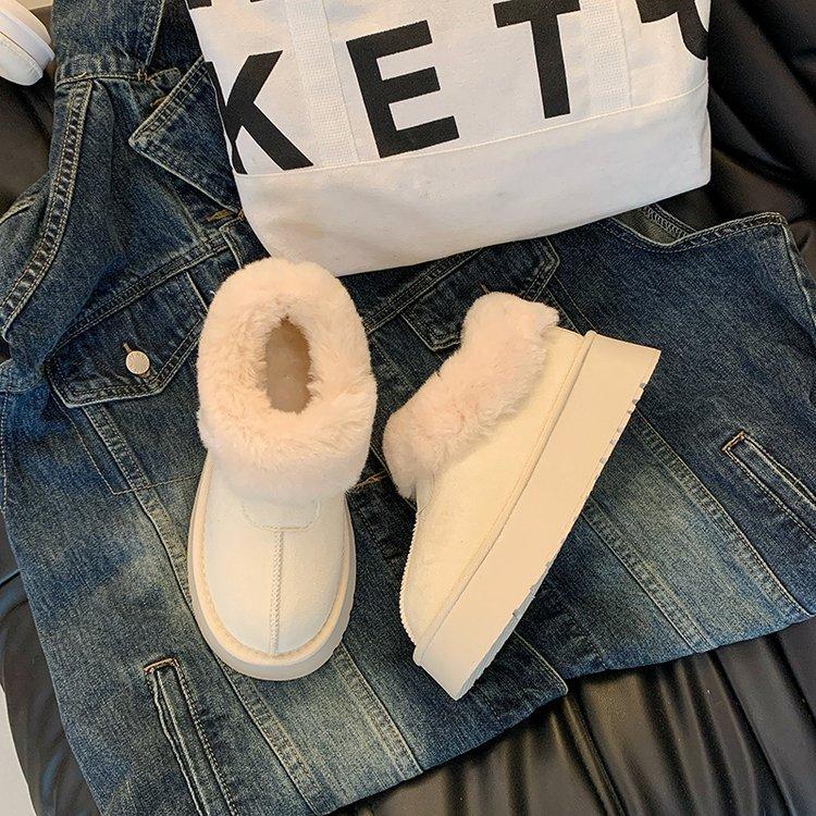 Snow boots women's winter velvet warm fur integrated large cotton shoes Northeast outdoor non-slip thick-soled fluffy shoes