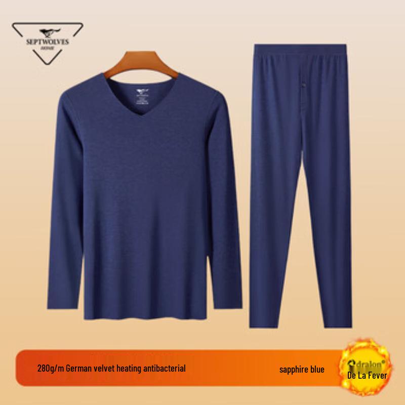 Septwolves Men's De Velvet Thermal Underwear Set