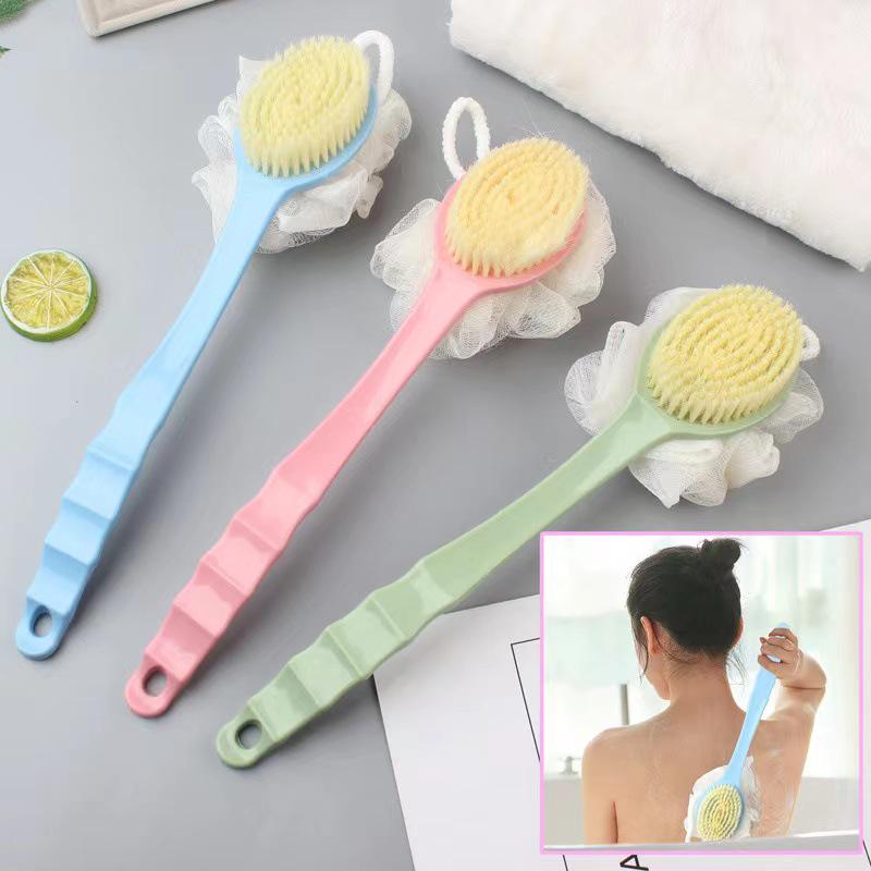 Dual-Sided Soft Bristle Bath Brush with Long Handle for Back Scrubbing and Body Exfoliation