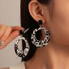 Vintage Leopard Print Circle Drop Earrings for Women Exaggerated Metal Big Round Geometric Dangle Earrings Zircon Party Gifts
