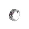 Exaggerated Personality Poker Design Shiny Crystal Retro Thai Silver Ladies Ring for Women Christmas Gifts No Fade