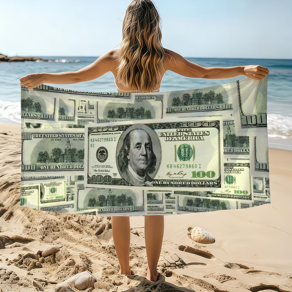 

Euro Dollar B-Benjamin Franklin Art Towel Beach Towel Oversized Quick Dry Towel Absorbent Soft Swim BeachTowels for Men Women W40*H60(CM)
