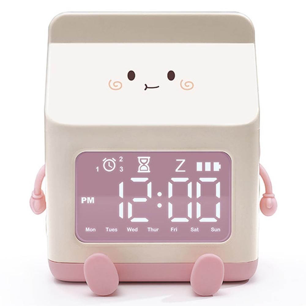

Годинник у формі молочної коробки з функцією Snooze Kids LED Smart Clock Акумуляторний будильник для спальні Pink