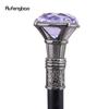 Lila Diamant-Typ-Silber-Gehstock, modischer dekorativer Gehstock, Gentleman, eleganter Cosplay-Gehstock, Knauf, Crosier, 93 cm