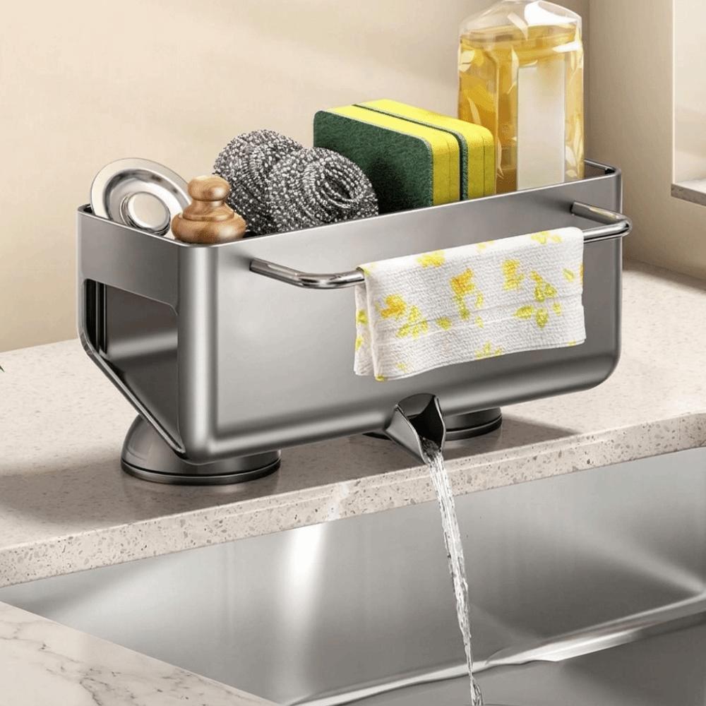 Carbon Steel Sink Storage Rack Punch Free Dishcloth Drying Rack Sink Drain Basket Dish Soap