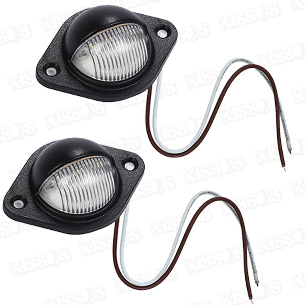 2 Pack Truck LED License Plate Lamp Marker Lamp White Glow 24V Trailer Dump Large Car (Black)