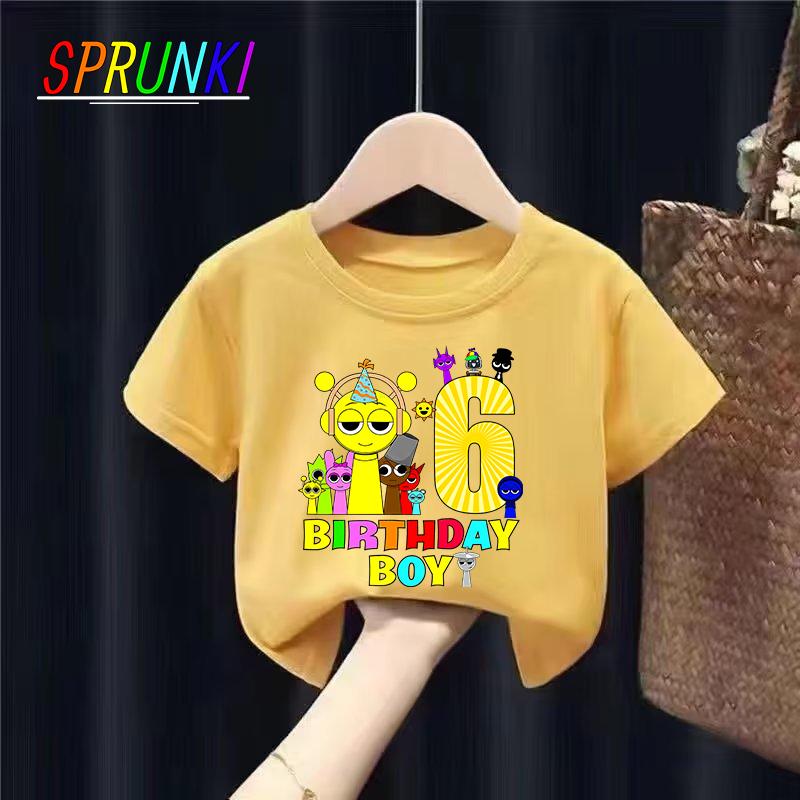 Sprunki Incredibox Birthday T-Shirt Short Sleeve Toddler Number Black T-Shirts Summer Casual Kids Tops Cute Cartoon Baby Clothes