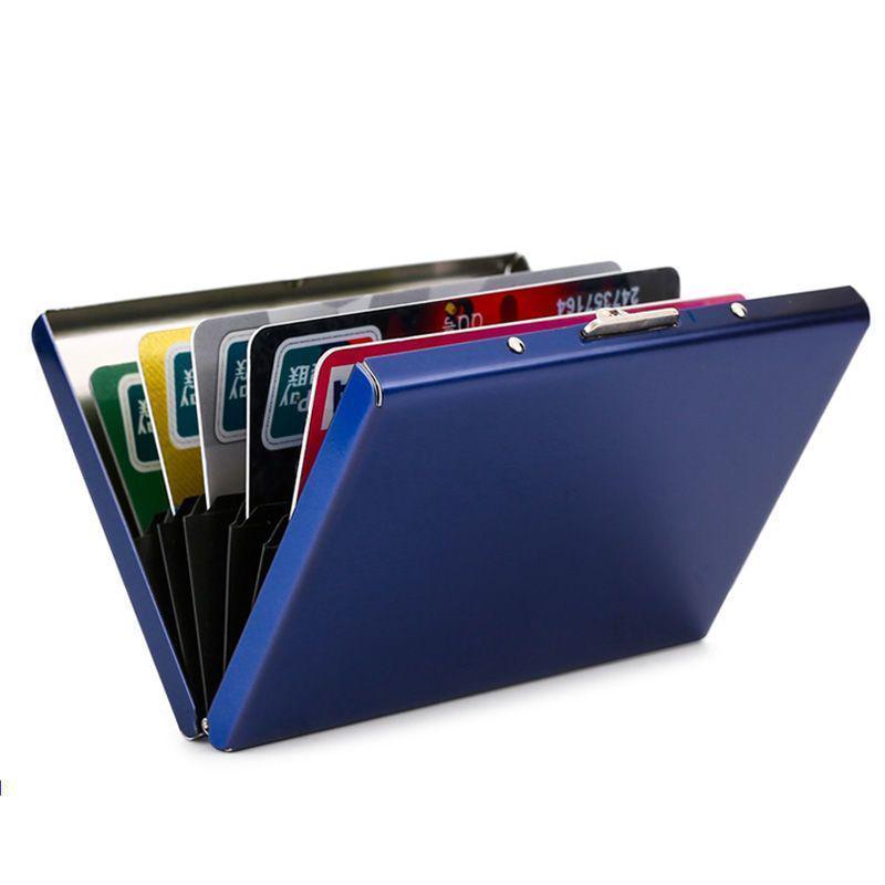 Multifunctional Anti-Theft Stainless Steel Card Holder: Portable Multi-Slot Wallet for Men.