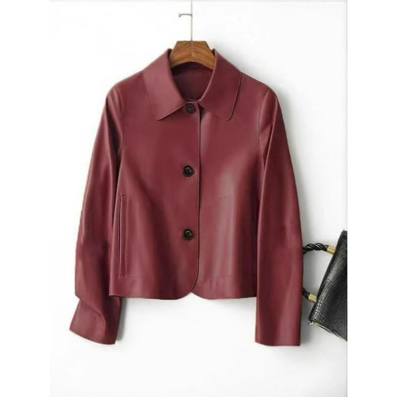 Damska Krótka Kurtka Jesienno-Zimowa ze Skóry PU Modny Trend Casualowa Kurtka Motocyklowa