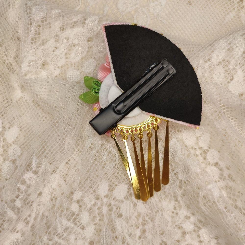 Tassels Japanese Kimono Headwear Flower Tassel Fan Hairpin Simple   Girls