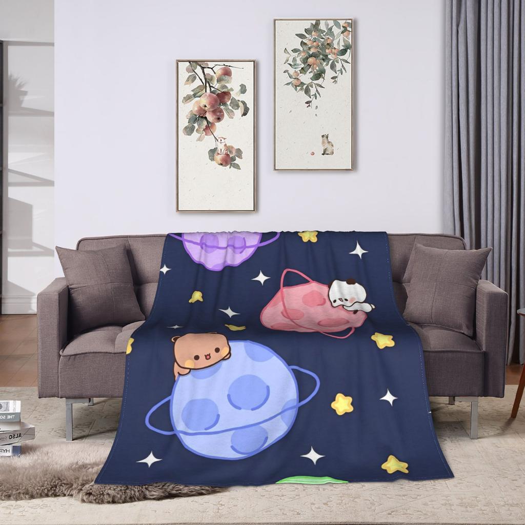 Bear Cartoon Cute Bubu Dudu Blanket Flannel Print  Portable Ultra-Soft Throw Blanket for Home Travel Bedspread