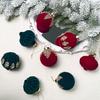 Velvet Christmas Balls Hanging Hoop Tree Decorations Xmas Party Ornaments Easy To Hang Plastic Holiday Decor for Home Office Parties