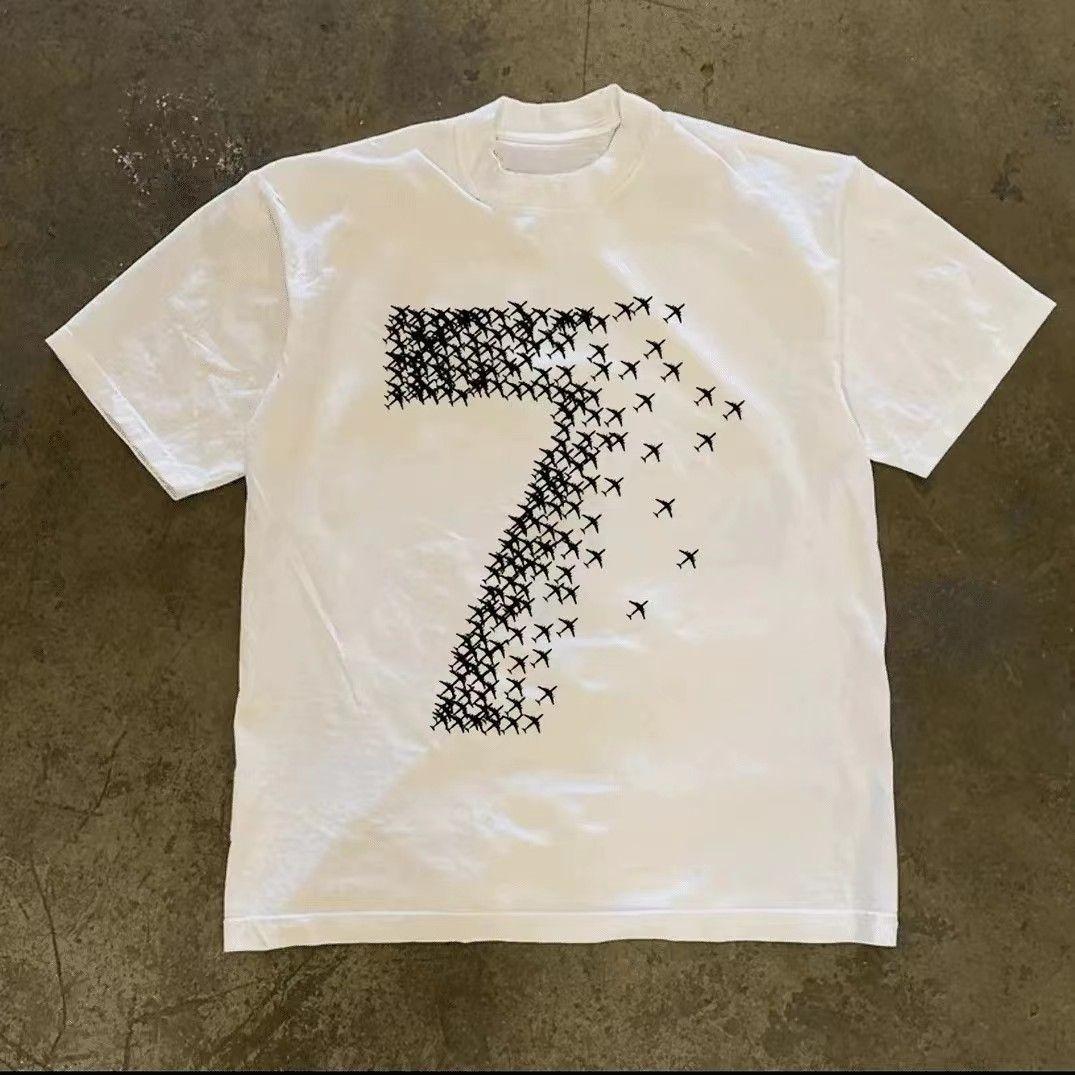 

American retro digital printed cool and edgy streetwear with a niche design loosefitting pure cotton short sleeve shirt 4XL