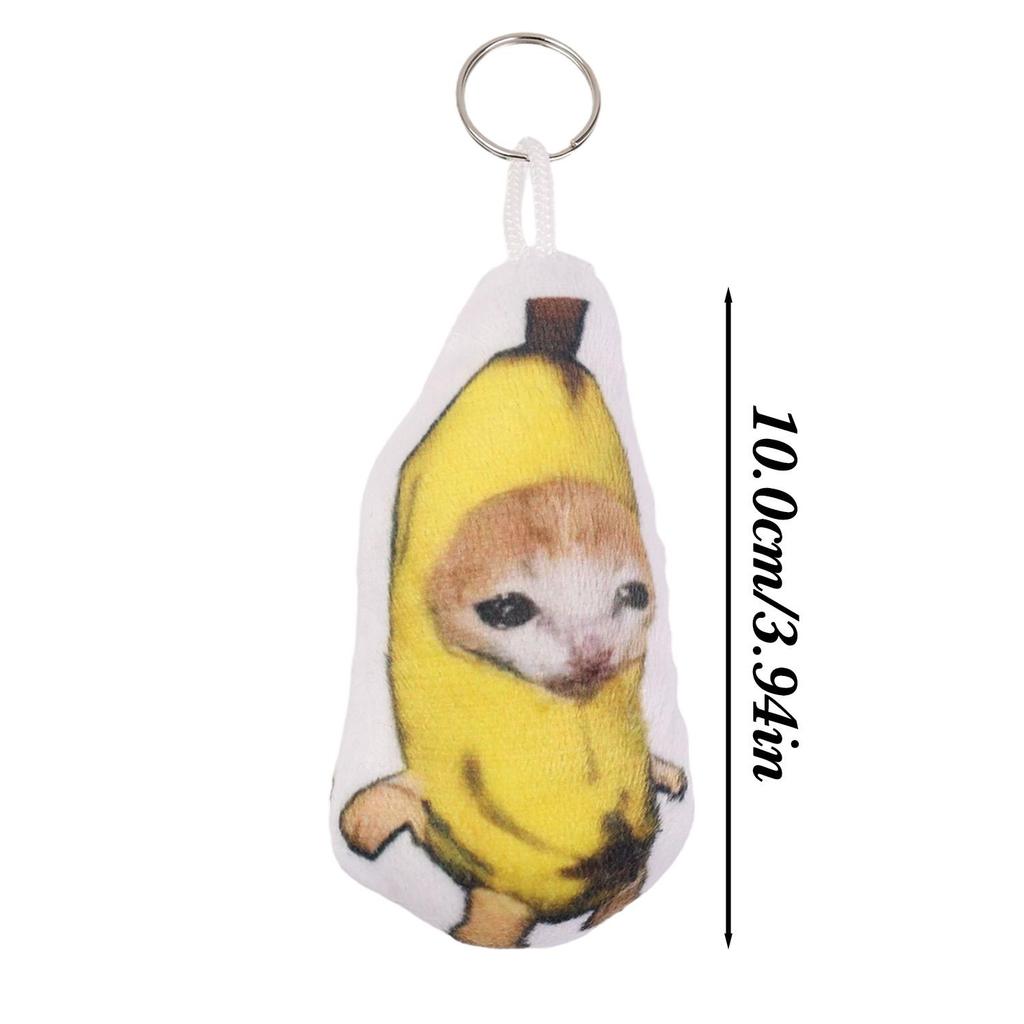 Banana Cat Emoji Bag Fabric Doll Keychains Pendant Abstract and Funny Plush Doll Personalized Pendant