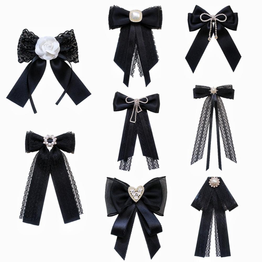College Style Lace Ribbon Bowtie Elegant Collar Rhinestones Jewelry  Fashion Jewelry Gifts